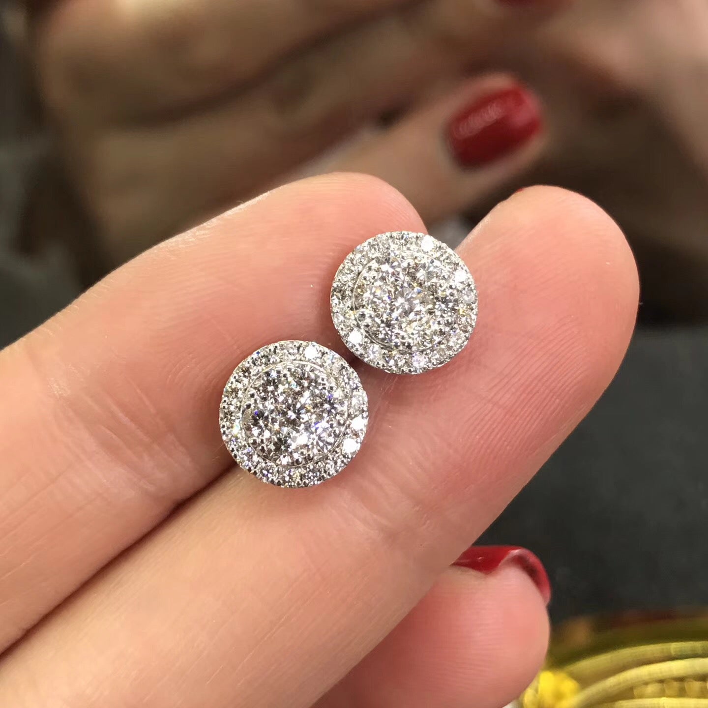 Rose Gold Plated American Diamond CZ Big Round ChandBali Dangler Earrings