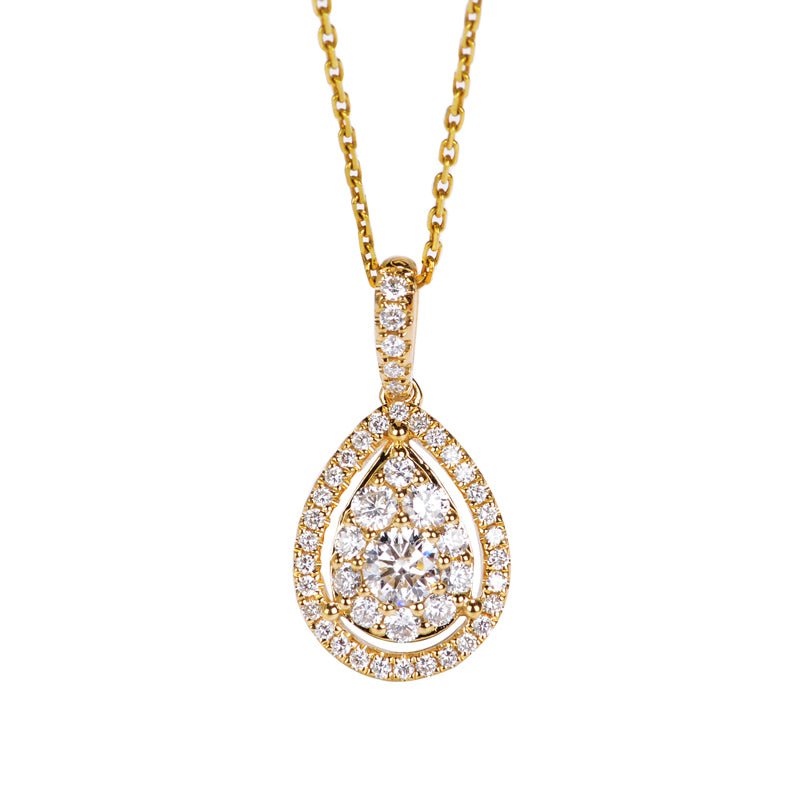 Pear-Shaped Diamond Drop Necklace in Rose Gold