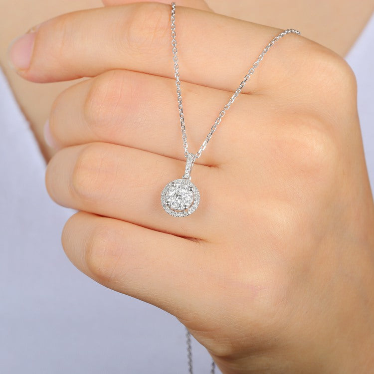 Gorgeous 3 Ct Solitaire Round Cut Diamond Pendant Necklace White Gold