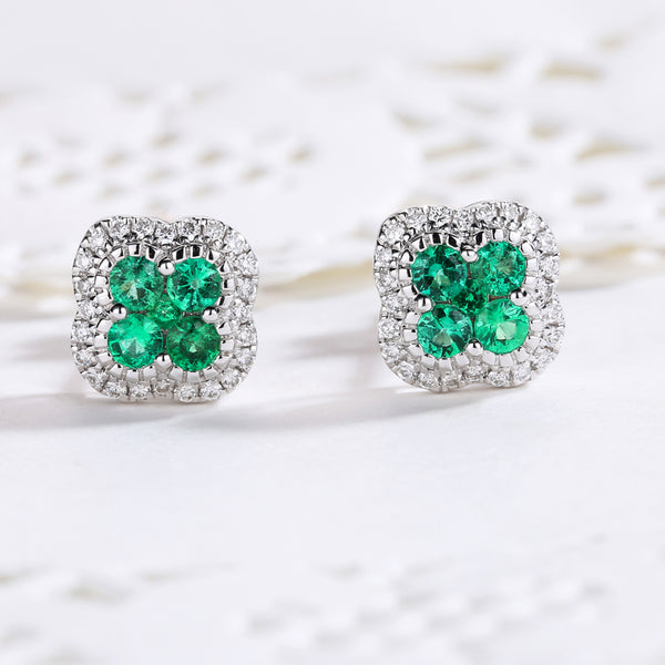 Emerald Diamond Earrings - Hearts & Diamonds